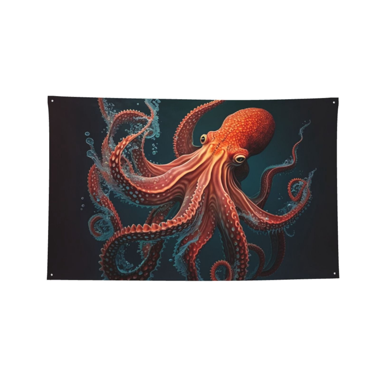 Red Octopus Tentacles Art Four Hole Decorated Banner Flag for Garden Yard Home Decoration Indoor Outdoor 4x6 Ft