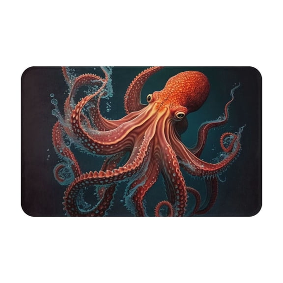 Red Octopus Tentacles Art Front Door Mat Doormat Non Slip Bath Mats 20x31.5 Inch Bathroom Rug Entryway Carpet