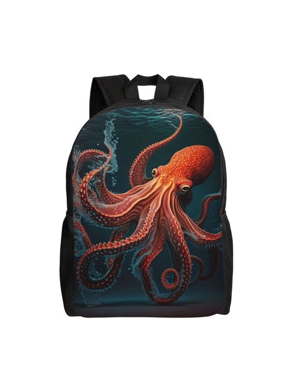 Red Octopus Tentacles Art Laptop Backpack, Padded 15.6 Inch Computer Compartment, Casual Travel Work Daypack