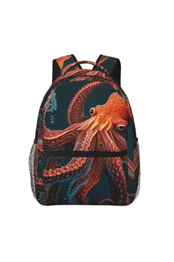 Red Octopus Tentacles Art Laptop Backpack Travel Rucksack for Teens Adults, Fits 15-inch Notebook