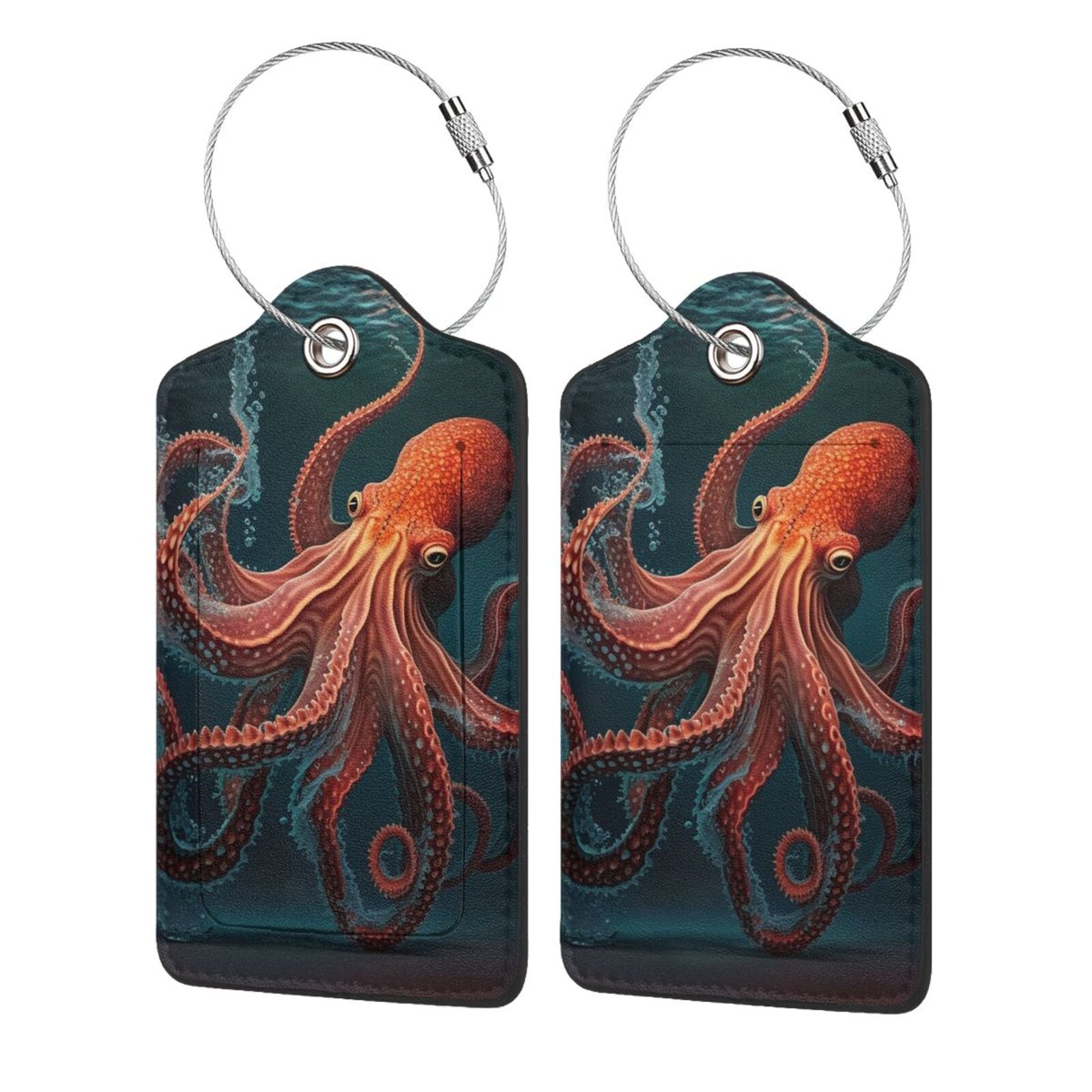 Red Octopus Tentacles Art Luggage Tag for Suitcase 2 Pack Leather ...