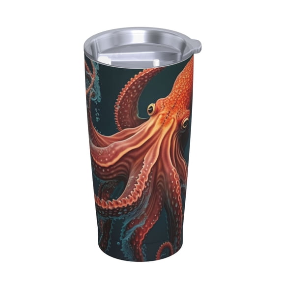 Red Octopus Tentacles Art Stainless Steel Tumbler with Lid and Straw 20oz Vacuum Insulated Travel Mug for Hot & Cold Drinks Coffee Wine Water Cup