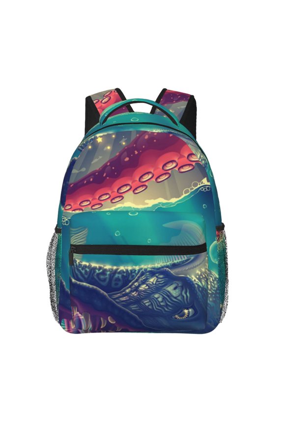 Red Octopus Tentacles Predator Fish Laptop Backpack Travel Rucksack for Teens Adults, Fits 15-inch Notebook