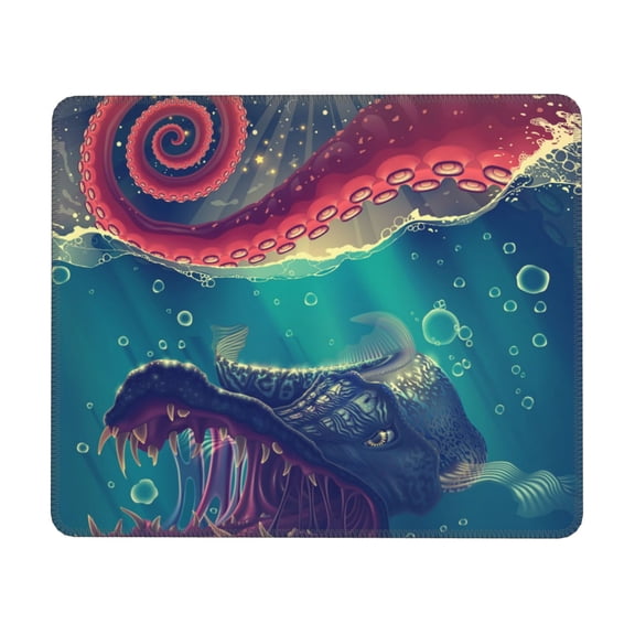 Red Octopus Tentacles Predator Fish Mouse Pad Non-Slip Rubber Gaming Mousepad Rectangle for Computers Laptop 10 x 12 inch