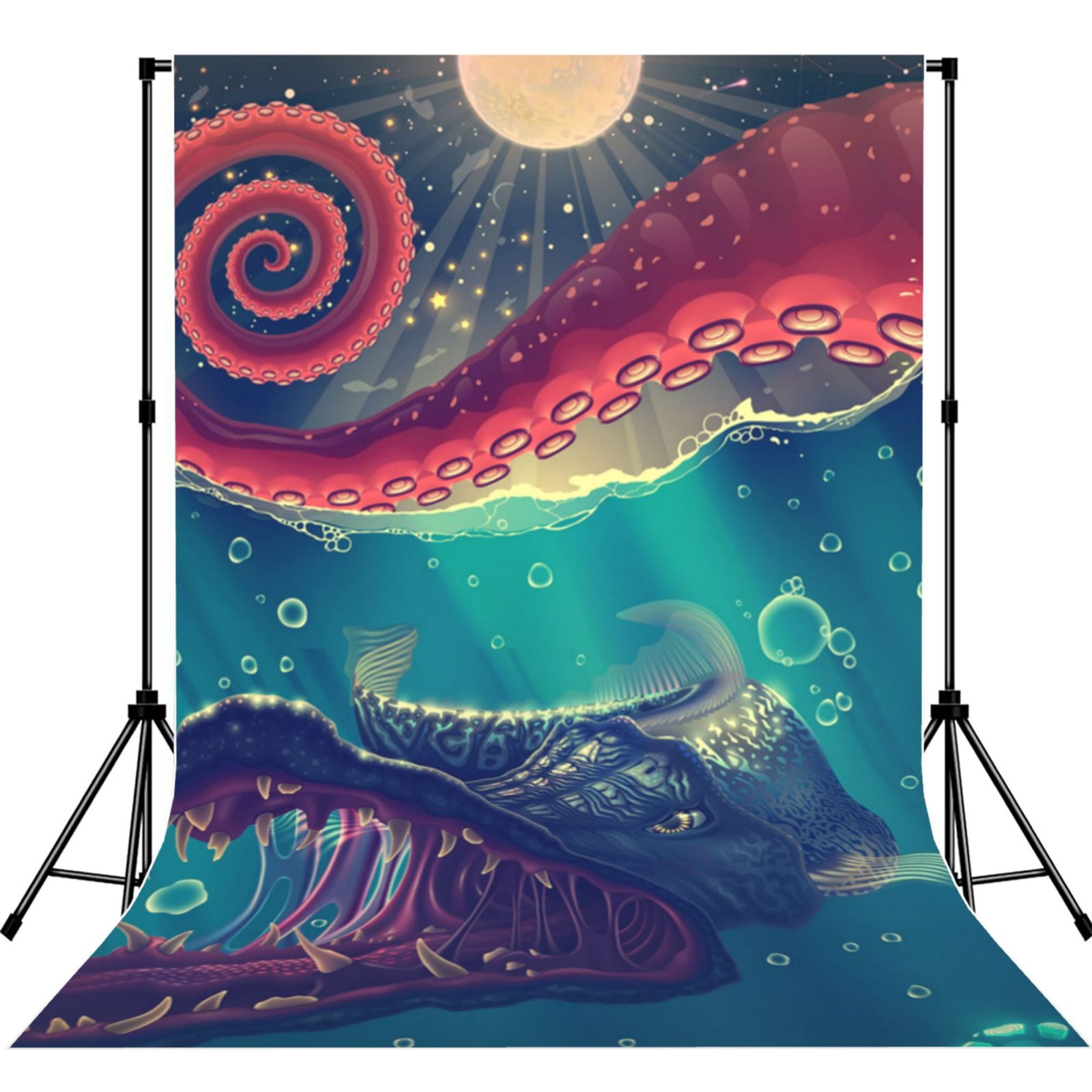 Predator Backdrop Red Octopus Tentacles Predator Fish Photography Backdrop 5x7Ft ...