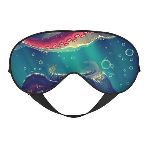 Red Octopus Tentacles Predator Fish Soft Faux Silk Sleep Mask, Eye Mask, Reversible Double-Sided for Travel, Shift Work, Meditation