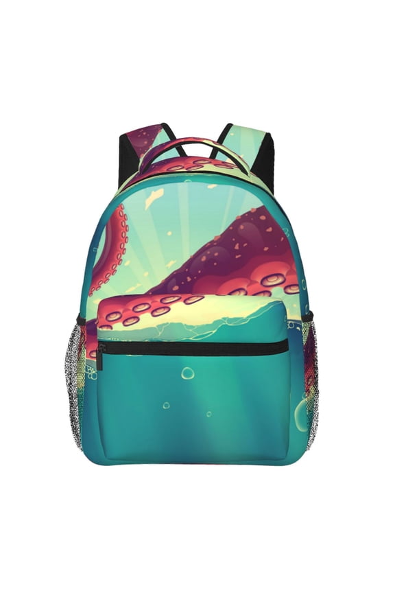 Red Octopus Tentacles Sea Water Laptop Backpack Travel Rucksack for Teens Adults, Fits 15-inch Notebook