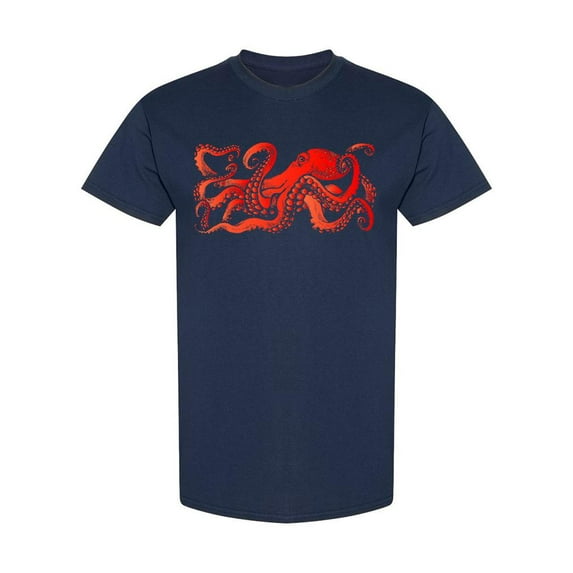 Red Octopus With Tentacles T-Shirt Men -Image by Shutterstock, Male 3X-Large