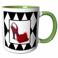 thumbnail image 1 of 3drose, Red Oh La La Harlequin, 11oz Two-tone Green Mug, 1 of 6