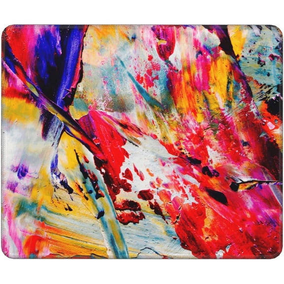Red Oil-Painting Mouse Pad for Desk, Stylish Art Colorful Mouse Mat for Adults Women Men Boys Girls Desk, 12x10 Inch Waterproof Non-Slip Rubber Base MousePads for Office Home Laptop Travel