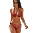 thumbnail image 1 of Red Oil Pattern 2 Piece Set Swimwear Adjustable Bikini Summer Party Beach Triangle Bathing Suit Tie String Thong, 1 of 4