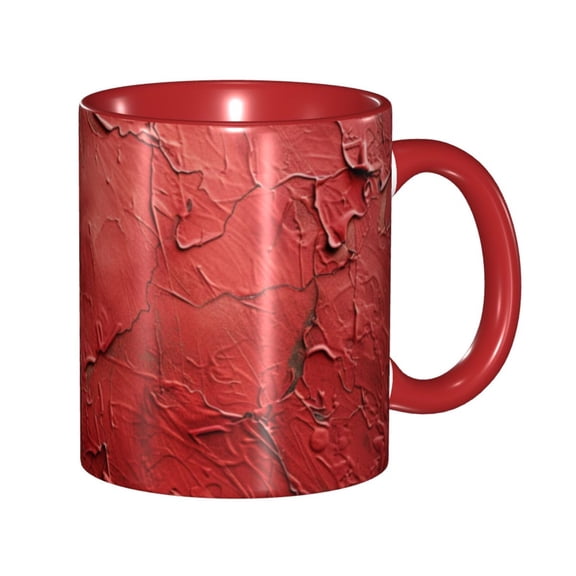 Red Oil Pattern Coffee Mug Fun Custom Ceramic Mugs 11oz Red