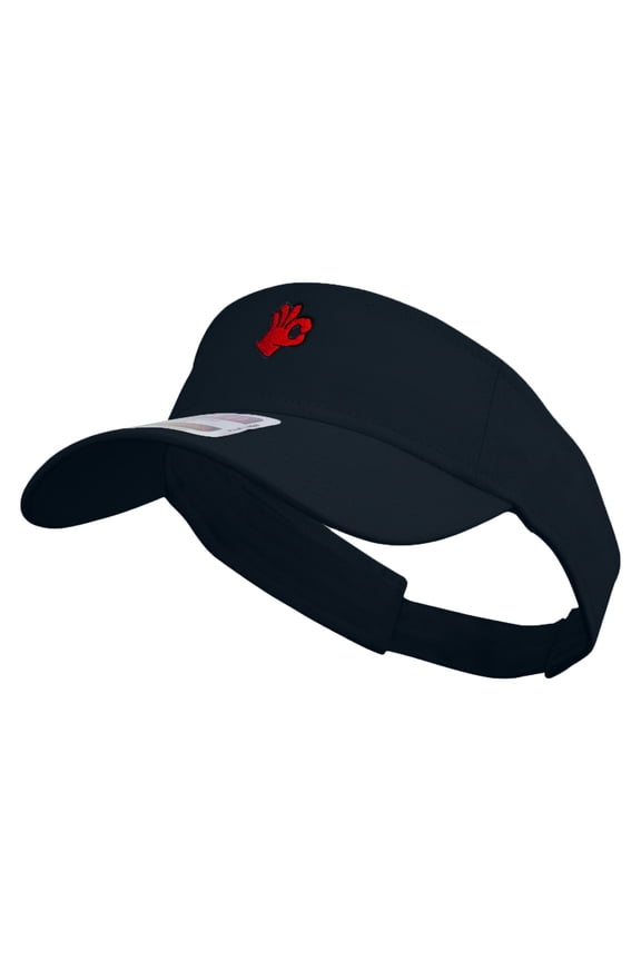 Red Ok Gesture Embroidered Cotton Twill Sun Visor - Black OSFM