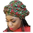 thumbnail image 1 of Red, Olive Green African Print Ankara Modu Hat Pre-tied Head wrap, 1 of 3