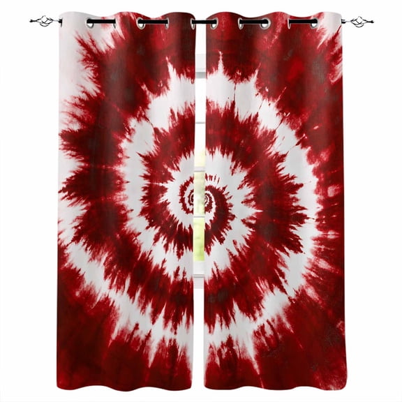 Red Ombre Blackout Curtains 39 Inches Long for Bedroom, Farmhouse Chic Tie Dye Abstract Retro Art Thermal Insulated Room Darkening Black Out Window Curtain Panels Grommet Drapes for Living Room