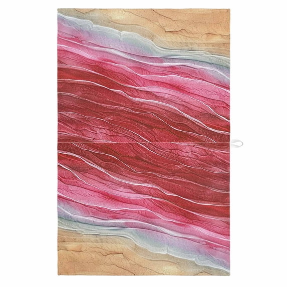 Red Ombre Coastal 1 Pack Kitchen Towel, Water Absorbent Dish Towel, Summer Nautical Beach Ocean Seaside Decorative Hand Towels - Quick Drying Cloth for Cooking Baking, 18x28 Inch