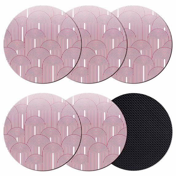 Red Ombre Coasters Set of 6, Absorbent Coasters for Drinks, Farmhouse Stripes Modern Abstract Art Coaster for Desk Coffee Table Protection, Home Decor House Warming Gifts 4"