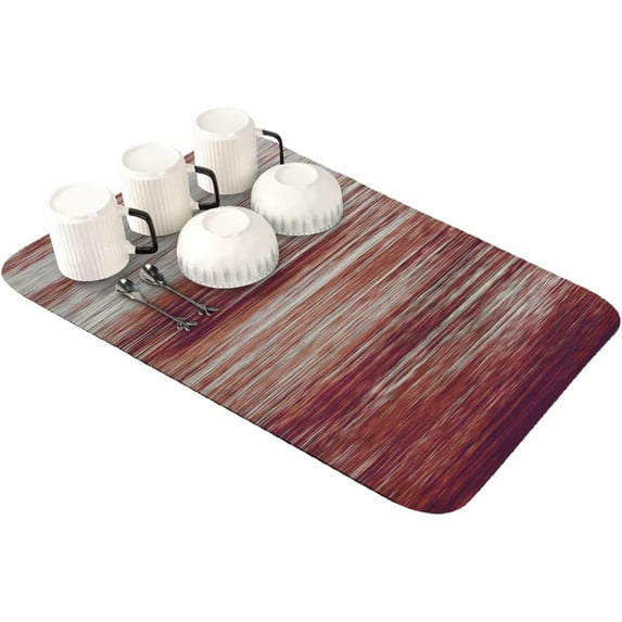 Red Ombre Color Dish Drying Mat for Kitchen Counter, Super Absorbent Quick Dry Coffee Bar Mat Pad Thin Diatomaceous Sink Mat Non Slip Dish Drainer Mat 23.5x15.5 Grey Retro Modern Abstract Art