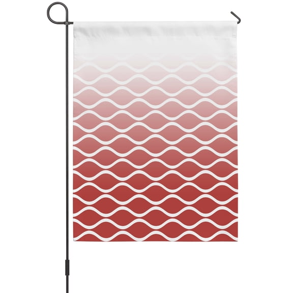 Red Ombre Morocco Garden Flag 12x18 Inch Modern Geometric Wave Lines Abstract Double Sided Outdoor Garden Flags Welcome House Flag Decorative Yard Flags for Outside Holiday Decoration