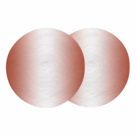Red Ombre Round 13 Inch Placemats Set of 2, Modern Gradient Abstract Art HeatResistant Non Slip Place Mats for Dining Table, Wipeable Braided Kitchen Table Mats for Housewarming
