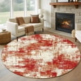 thumbnail image 1 of Red Ombre Round Area Rug 8Ft Washable Large Circle Rugs for Living Room Dorm, Gradient Abstract Art Vintage Non-Slip Carpet Floor Mats Indoor Outdoor Carpet Runner Aesthetic Home Decor, 1 of 8