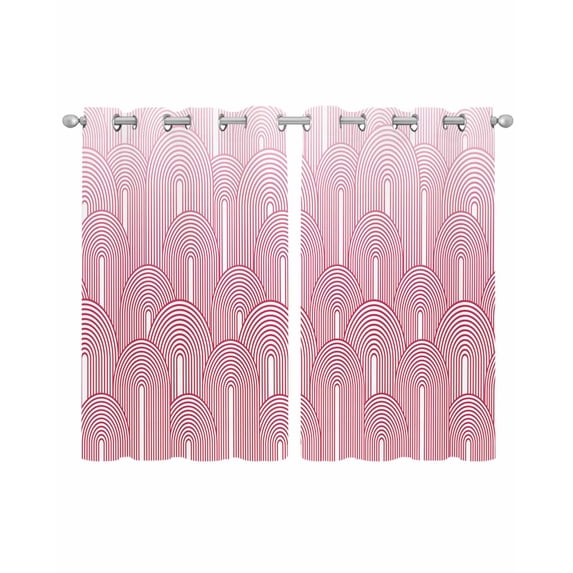 Red Ombre Sheer Curtains 39 Inch Length 2 Panels Set for Living Room/Bedroom, Farmhouse Stripes Modern Abstract Art Kitchen Curtains Grommet Semi-Sheer Curtains Drapes Window Treatments 27.5"x39"x2