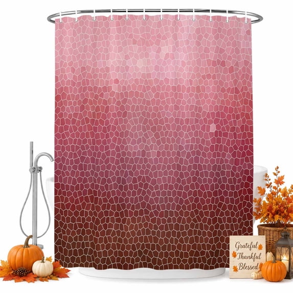 Red Ombre Shower Curtain Set - Extra Long 72" x 96" Washable Bathtub Curtain with 12 Hooks, Geometric Stained Glass Waterproof Fabric Stall Shower Curtains for Bathroom/Bathtub Décor