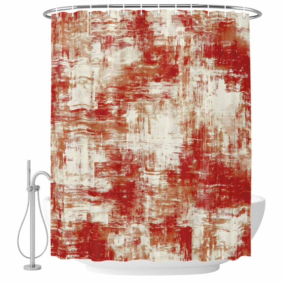 Red Ombre Shower Curtain, Waterproof Shower Curtains for Bathroom, Gradient Abstract Art Vintage Washable Fabric Bathtub Curtain Set Bath Decor with 12 Hooks Long 72"x84"