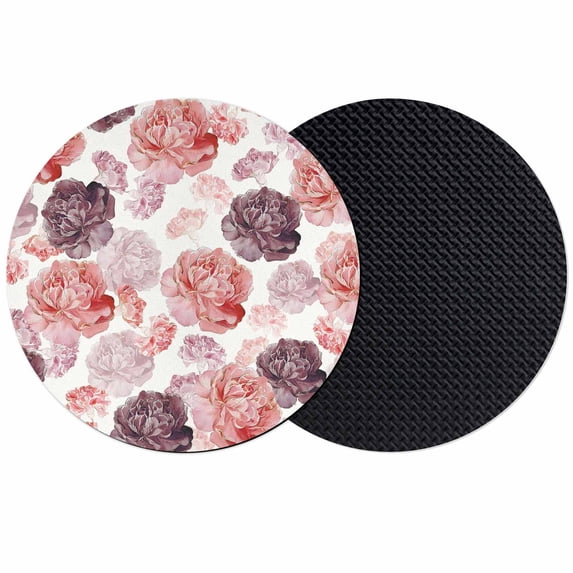 Red Ombre Spring Floral Coasters Set of 2, Absorbent Coasters for Drinks, Summer Botanical Flowers Coaster for Desk Coffee Table Protection, Home Decor House Warming Gifts 4"