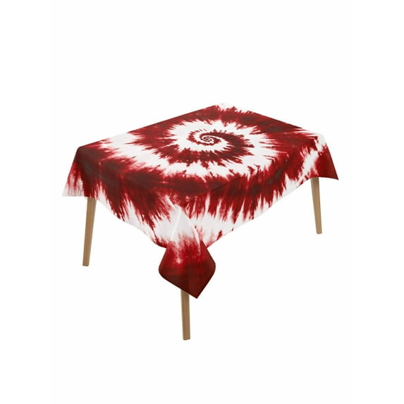 Red Ombre Table Cloth, Farmhouse Chic Tie Dye Abstract Retro Art Waterproof Tablecloth for Rectangle Tables, Reusable Washable Fabric Table Cover for Restaurant Kitchen Dining Tables 60"x84"