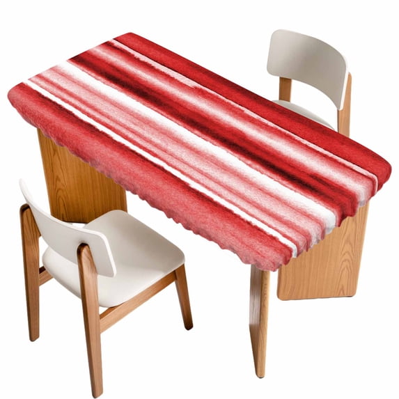 Red Ombre Table Cloths for 4 Foot Rectangle Tables, Modern Abstract Art Farmhouse Patio Waterproof Elastic Fitted Tablecloths, Washable Rectangular Table Cover for Camping