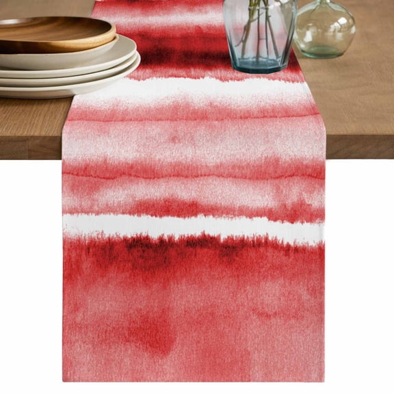Red Ombre Table Runner 36 Inches, Modern Abstract Art Farmhouse Bed Runner Dresser Scarves Tabletop for Indoor Outdoor Parties/Ceremony/Banquet, 13"x 36"
