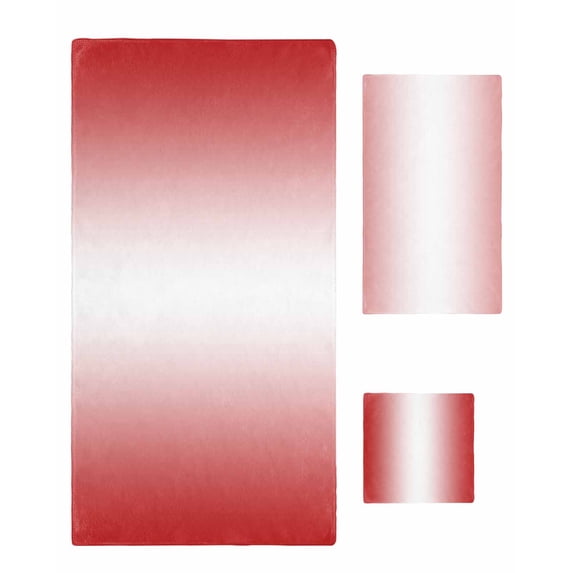 Red Ombre Towel Set of 3, Soft Microfiber Bath Towels, Hand Towel, Washcloths, Red White Gradient Modern Abstract Art Quick-Dry Absorbent Towels for Bathroom Kitchen Hotel Beach Gym Spa