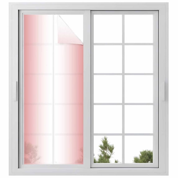 Red Ombre Window Privacy Film, Red White Gradient Modern Abstract Art Static Cling UV Sun Blocking Heat Control Window Tint Day and Night, Non-Adhesive One Way Windows Privacy Cover 23.6''x59''