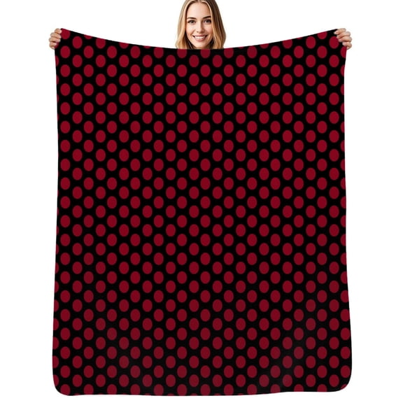 Red On Black Polka Dots Flannel Blanket Warm Soft Bedding Throws Winter Camping Chair Sofa Bed