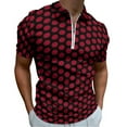 thumbnail image 1 of Red On Black Polka Dots Men Zipper T-shirt Summer Casual Short Sleeve T-shirt Top, 1 of 7