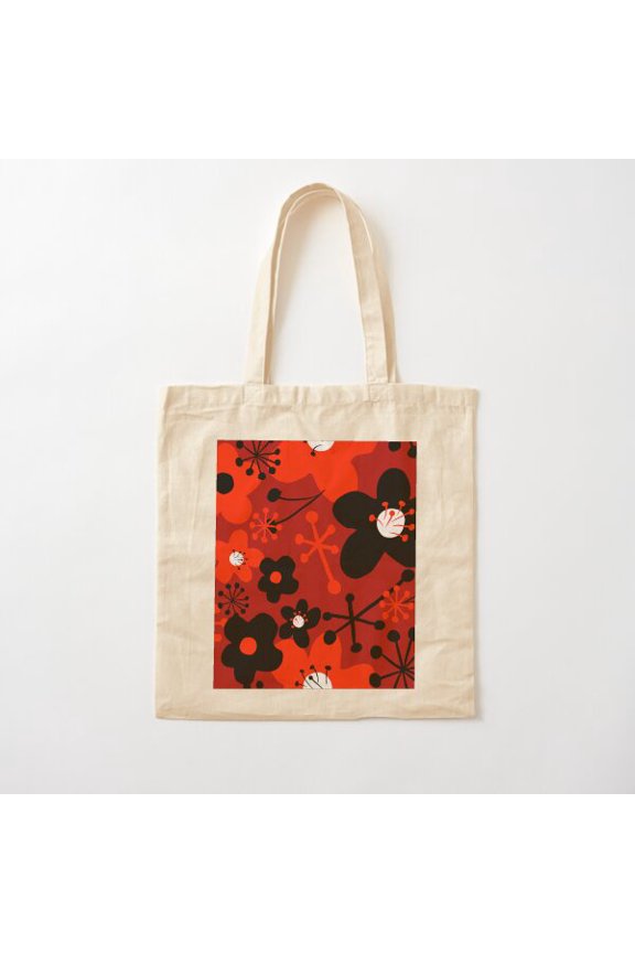 Red On Red Canvas Tote Bags, Reusable Shopping Bag