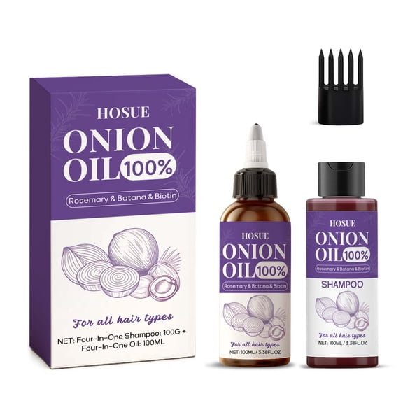 Red Onion Botanical Hair Care Set Shampoo&Nourishing Hair Oil Kit, Silky Gloss Daily Hair Care for All Hair Textures