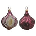 thumbnail image 1 of Red Onion Vegetable Polish Blown Glass Christmas Ornament Set of 2 Decorations, 1 of 2