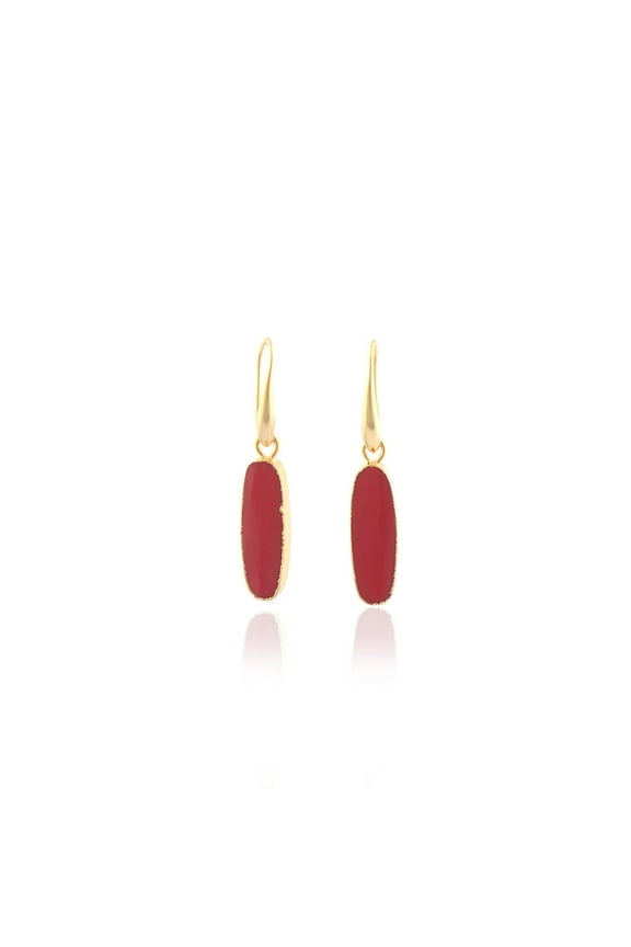 Red Onyx Gemstone Gold-plated Ear-Wire Earring For Women's, Red Gemstone Earring Gift