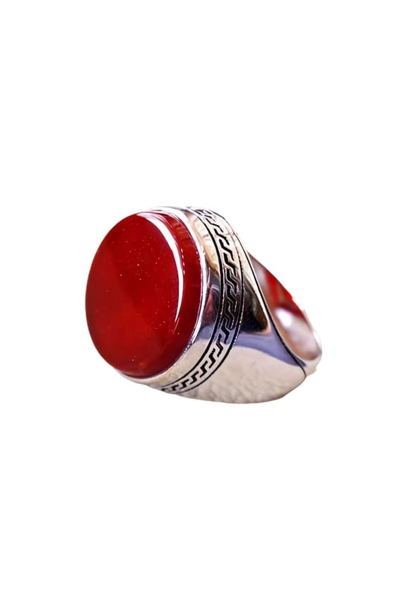 Red Onyx Mens Ring, Natural Red Onyx Gents Ring, Designer Silver Jewelry, 925 Silver Ring, Birthday Gift, Heavy Mens Ring, Arabic Design, Ottoman Style Ring, Christmas, Turkey Mens Signet Ring