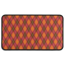 Red and Orange Argyle Pattern Door Rugs,Washable Non Slip Door Mats Indoor,Decorative Door Mats,Entry Mat Indoor for Entrance,Bedroom,Kitchen,Bathroom,30"x17"