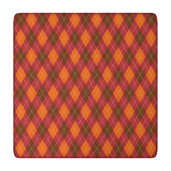 Red and Orange Argyle Pattern Square Fitted Tablecloth with Elastic Edge,Square Table Cover,Washable Elastic Table Cover for Home Kitchen Party Decor 34"x34"