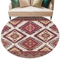 thumbnail image 1 of Red Orange Boho Round Area Rug 5ft Washable Large Round Rug for Living Room, Soft Non-Slip Circle Rugs for Dining Room, Geometric Tribal Southwestern Floor Carpet for Bedroom Entryway Home Office, 1 of 9