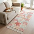 thumbnail image 1 of Red Orange Coastal Hallway Runner Rug 2'x5', Sea Turtle Nautical Coral Summer Beach Washable Kitchen Runner Rug with Tassels, Laundry Room Rugs Woven Cotton Carpet for Bedroom Entryway Front Door, 1 of 9