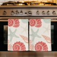thumbnail image 1 of Red Orange Coastal Kitchen Towels Set of 2, Starfish Shell Coral Summer Beach Rustic Absorbent Dish Towels for Kitchen, Microfiber Hand Towel, Quick Drying Tea Towel for Cleaning Dishcloths, 1 of 7