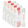 thumbnail image 1 of Red Orange Coastal Kitchen Towels Set of 4, Nautical Summer Beach Coral Sea Turtle Soft Microfiber Dish Towels, Absorbent Washable Dishcloths for Kitchen Cleaning, Drying Dishes, 18x28 Inches, 1 of 9