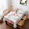 thumbnail image 1 of Red Orange Coastal Table Cloth Waterproof Tablecloths, Summer Beach Coral Shell Ocean Tablecloth Dining Table Cover for Kitchen Party Tabletop Outdoor, Rectangle Tablecloth 60x102 Inch, 1 of 9