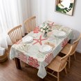 thumbnail image 1 of Red Orange Coastal Table Cloth Waterproof Tablecloths, Summer Beach Starfish Coral Nautical Rustic Tablecloth Dining Table Cover for Kitchen Party Tabletop Outdoor, Rectangle Tablecloth 52x70 Inch, 1 of 9