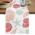 thumbnail image 1 of Red Orange Coastal Table Runner 72 Inches, Starfish Shell Coral Summer Beach Ocean Bed Runner Dresser Scarves Tabletop for Indoor Outdoor Parties/Ceremony/Banquet, 16" x 72", 1 of 9